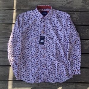 Tom Baine By Suslo Couture Santa Claus Print Long Sleeve Shirt Slim Fit Size XL